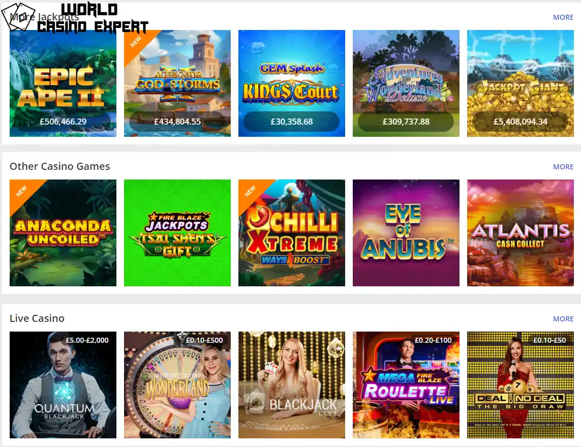 Spielangebot im Online Casino Jackpot.com | World Casino Expert Deutschland