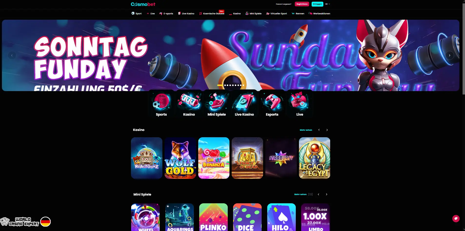 Bewertung des Online-Casino Cosmobet