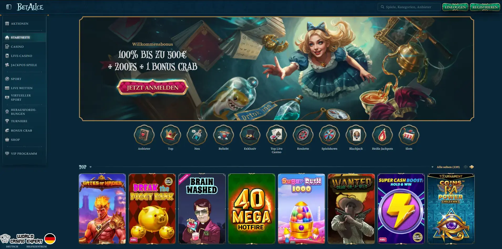 Bewertung des Online-Casino BetAlice