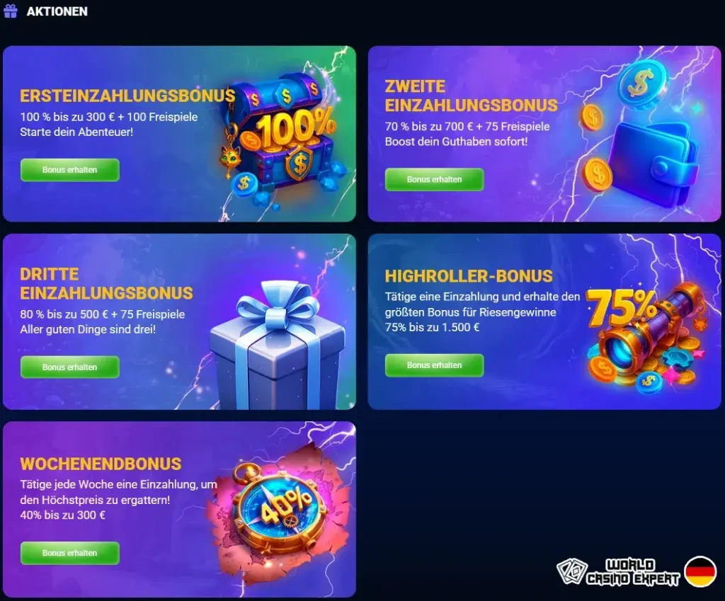 Bonusse für deutsche Spieler von Azurslot online casino