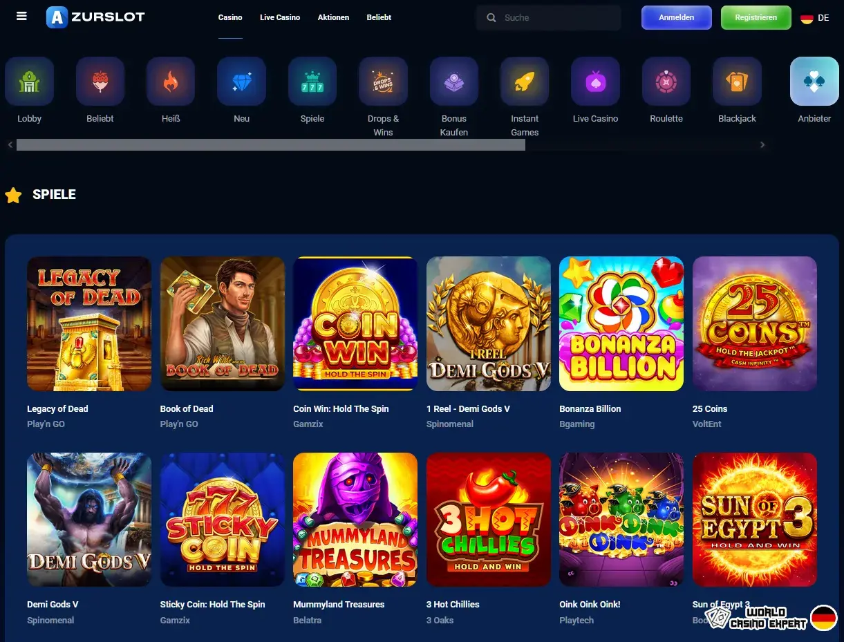 Spiele bei Azurslot Casino