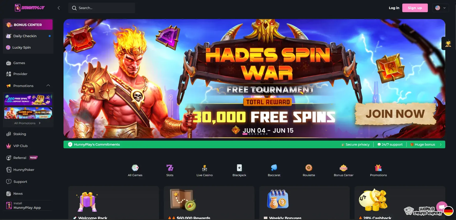 Bewertung des Online-Casino Hunnyplay