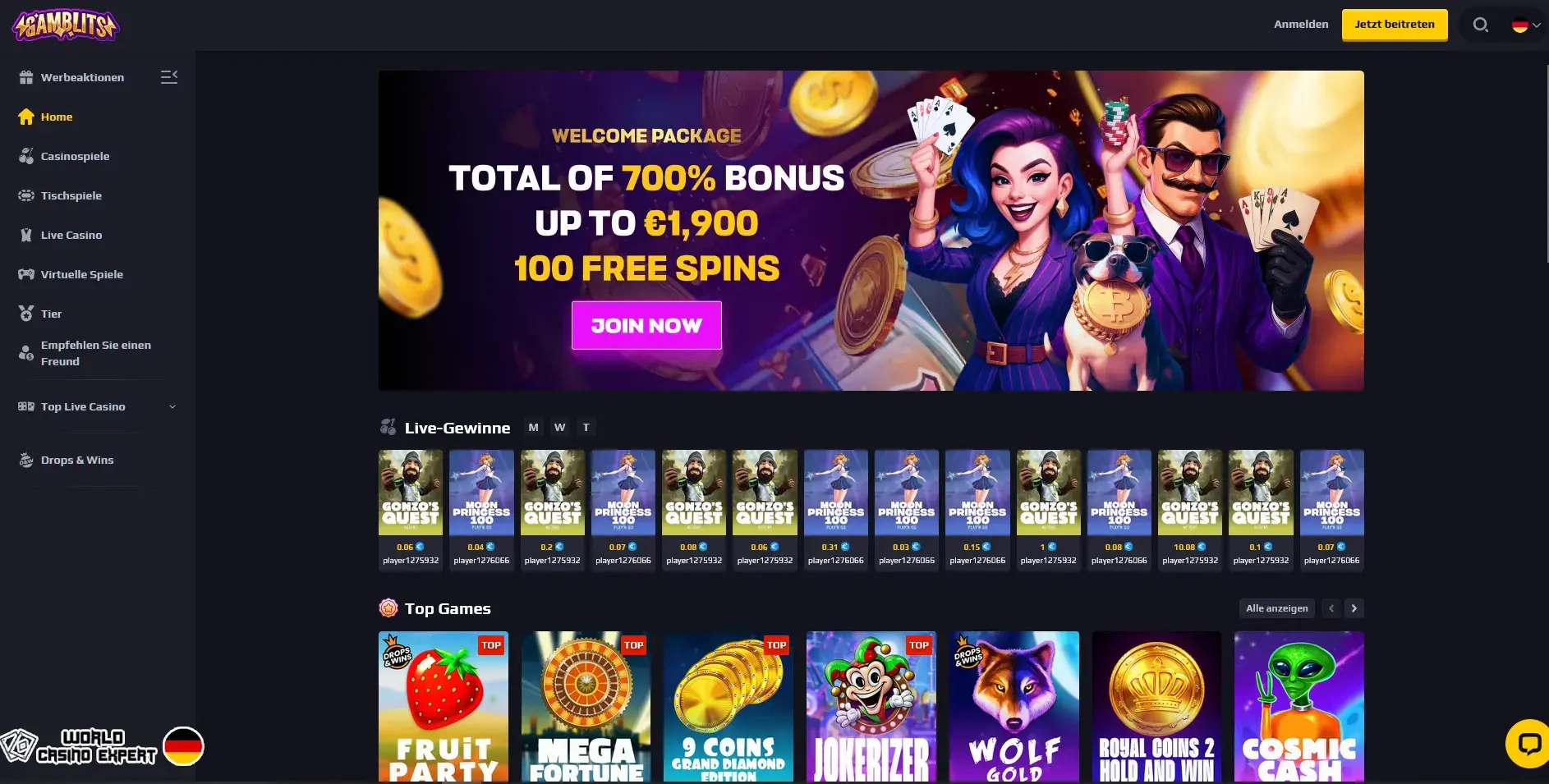 Bewertung des Online-Casino Gamblits