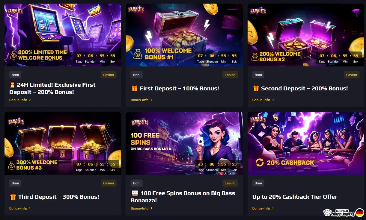 Bonusse für deutsche Spieler vom Online-Casino Gamblits