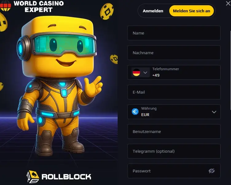 Wie kann ich mich bei Rollblock Casino registrieren?