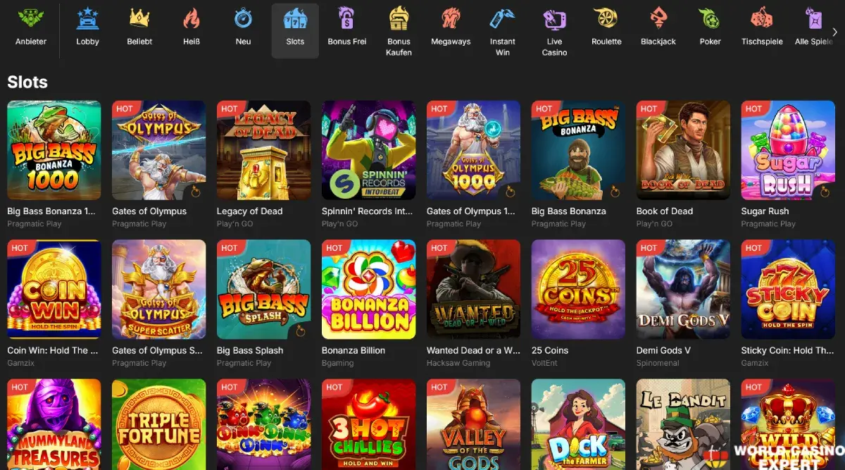 Die Spielebibliothek und ihre Anbieter in Need For Spin
