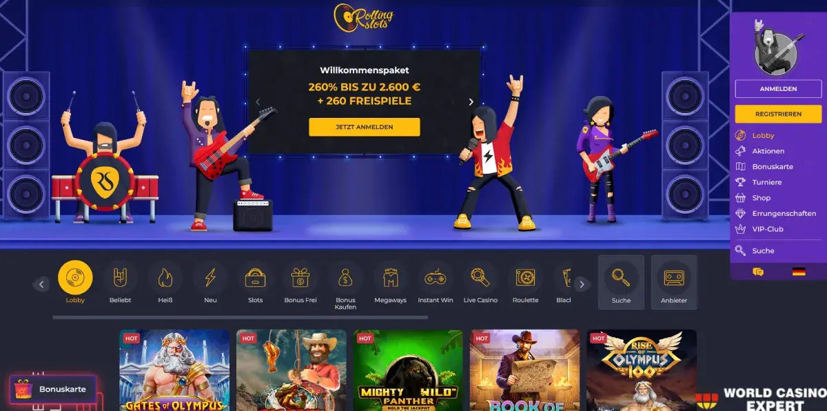 Bewertung des Online-Casinos Rolling Slots