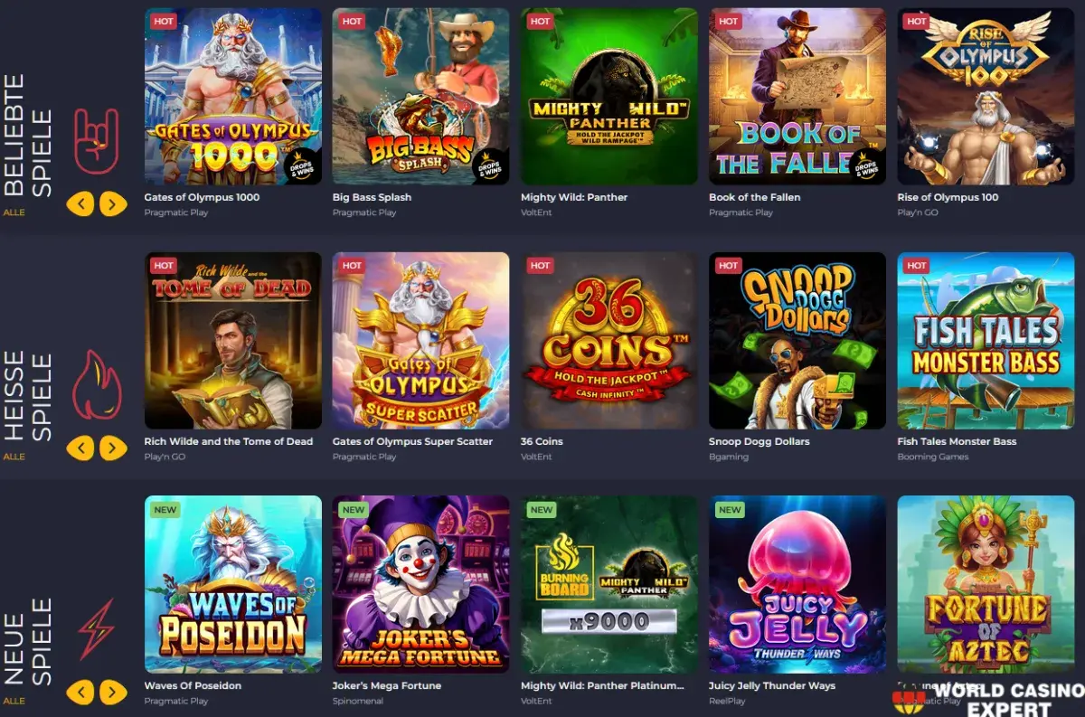 Spiele und Anbieter im Rolling Slots Casino