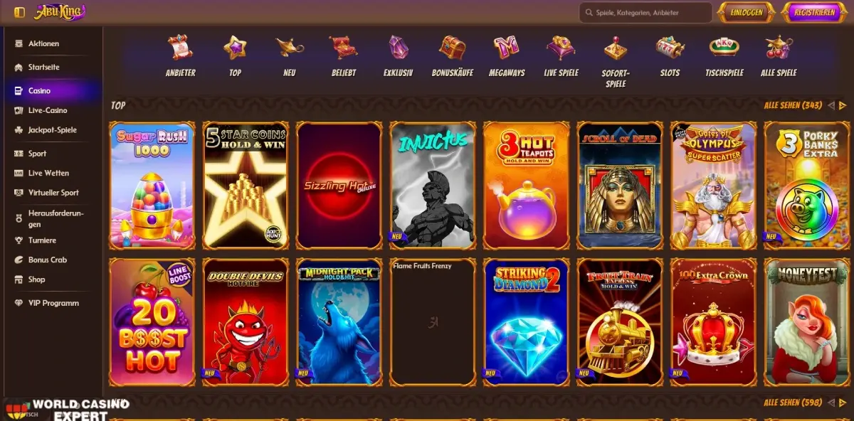 Was kann man im Online-Casino AbuKing spielen?