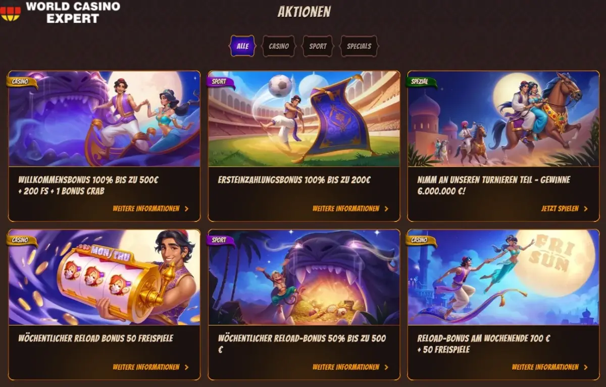 Bonusse für deutsche Spieler vom Online-Casino AbuKing
