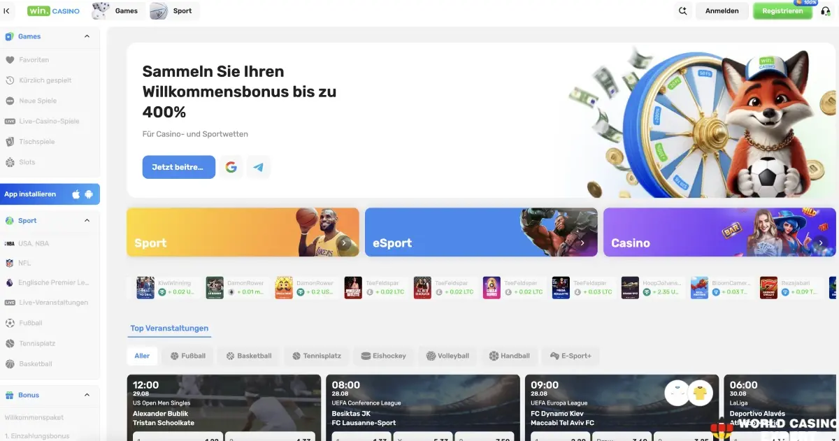 Bewertung des Online-Casino Win.Casino