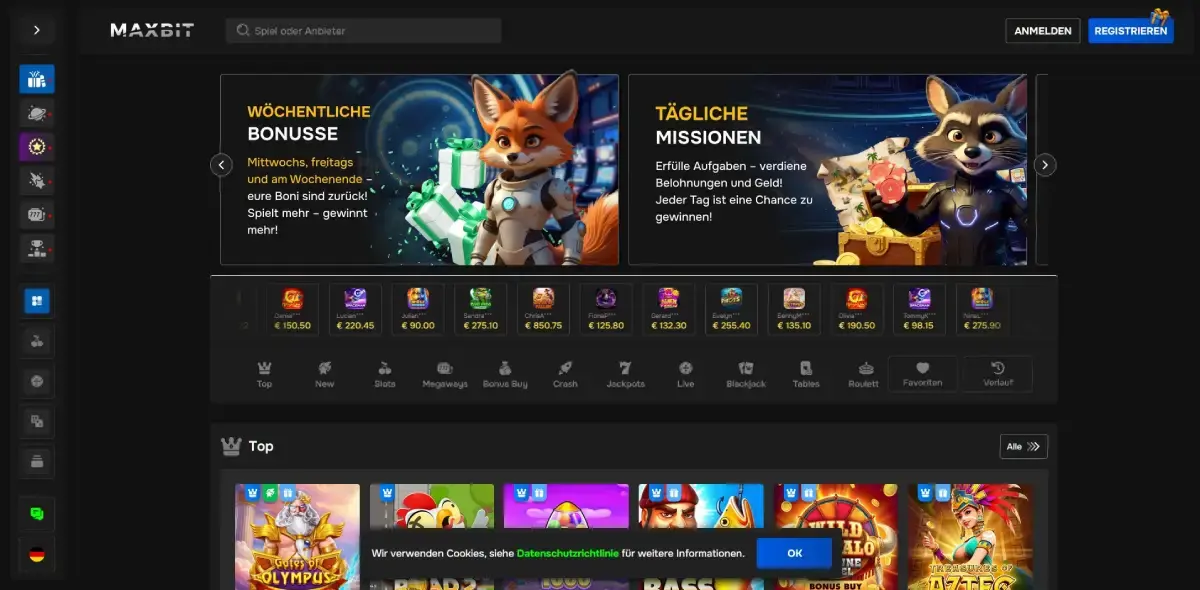 Bewertung des Online-Casino Maxbit