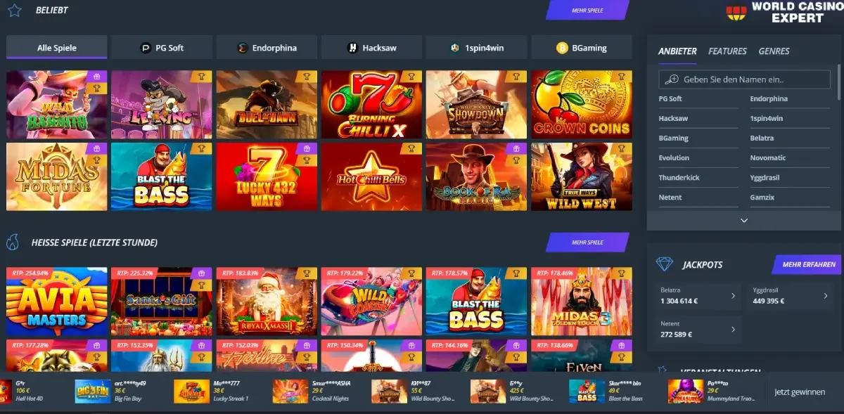 Überblick über die Spielauswahl im Jet Casino Überblick über die Spielauswahl im Jet Casino