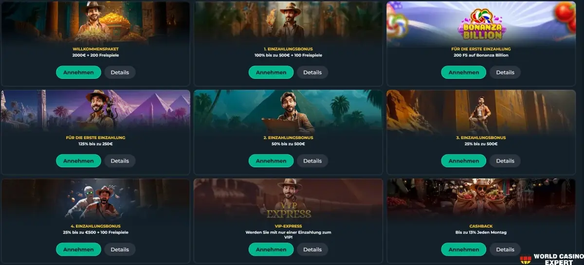 Bonusangebote im Tomb Riches Casino