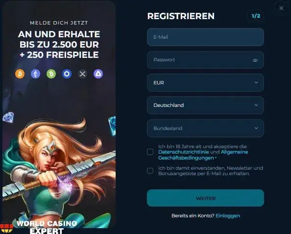 Registrierung im Casinobello Online Casino