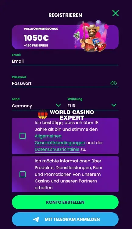 Registrierung im Casino Rocket Online Casino